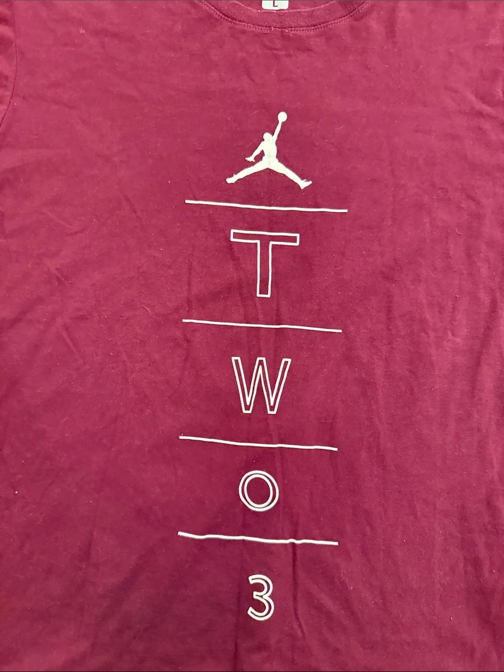 Jordan Men's Burgundy 'TWO 3' Graphic Tee Large